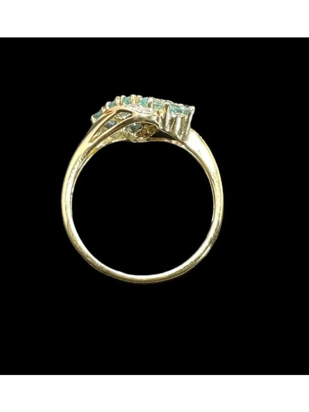 Michelle Albala 14k Ring Pronged Sky Blue Topaz And Pave Diamond Size 10 Signed